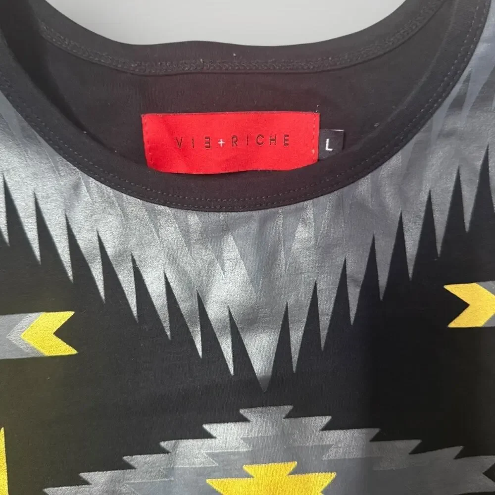 Vie+Riche Paris Graphic T-Shirt Size L Black Gold Silver Print - Picture 7 of 8